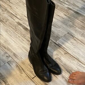 Black Leather Knee-High Boots